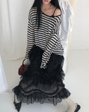 Aubeuren Frill Tiered Long Skirt
