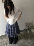 Burmil check midi banding skirt
