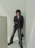 Straight brush washed bootcut denim