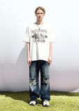 DAMAGE DART SEMI WIDE DENIM PANTS