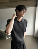Millet Button Collar Short Sleeve Knit