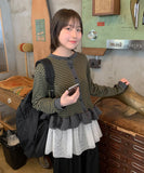 Kunie Stripe Frill Cardigan