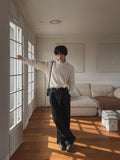 Harvey striped black pintuck denim