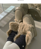 Suede Platform Sole Middle Walker Folding Sheepskin Boots