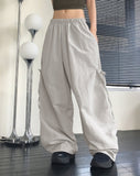 Uble ribbon cargo pocket nylon wide pants