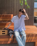Minimal One-Pocket Roll-Up Short-Sleeve Shirt