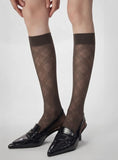 Check sheer knee socks