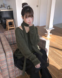 [Muffler SET] Dori Muffler Loose V-Neck Knit