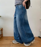 Selgu Washing Denim Wide Pants