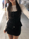 NT Button Shirring Strap Halter Sleeveless