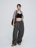 Uni Shirring Wide Cargo Pants