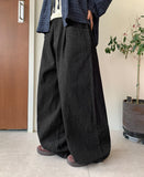 Tedia pin tuck wide raw denim pants