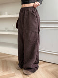 Kanji Work pocket Corduroy Banding Long Wide Pants