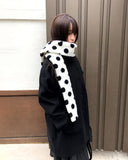 Elvan Dot Color Matching Fleece Fluffy Muffler
