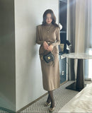 [3-piece set] Miello Viscose Knit Vest Polar Skirt Set