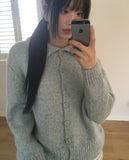 Nedic cozy ribbed collar loose fit knit cardigan