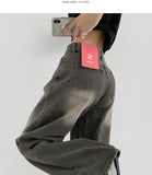 Yellow Teen Washing Long Wide 4 Season Denim Pants