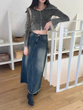 Choppin hem surgical washing denim incision long skirt