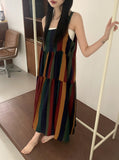 Horner Hippie Bohemian Striped Sleeveless Long One Piece