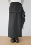 (WOOL) TIE STRAP LAYERED SKIRT