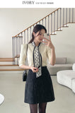 [Scarf set] Celyz Dot Tie Puff Short Sleeve Knit