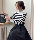 Siez Color Matching Button Collar Knit