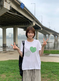 Donteco Heart Check Patch Short Sleeve T-shirt