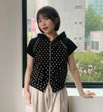 Shawly Dot Short Sleeve Hood Zip-Up
