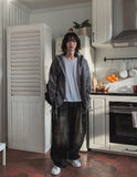 Lowkey Washing Quilting Balloon Denim Pants