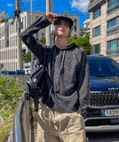 Daford color matching knit hoodie
