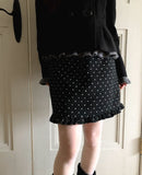 Tvin Dot Wool Frill Midi Skirt