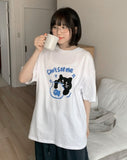 [unisex] Kuyami Cat Printing Over Short Sleeve Tee