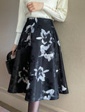 Blin Neoprene Flower Jacquard Flare Skirt