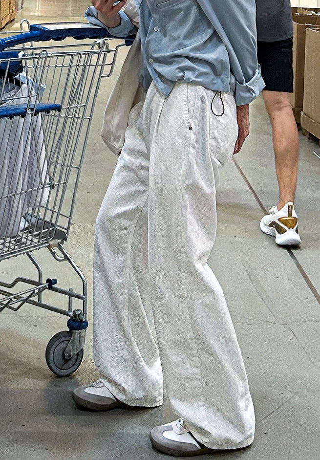【COSYHARU】Slab White Wide Denim Pants COSYHARU】Slab White Wide Denim Pants