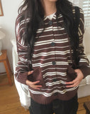 Salt Stripe Boxy Pocket Hooded Knit Cardigan