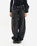 Falling low rise wide denim pants