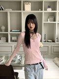 Bru sleeveless layered see-through ribbed long sleeve knit