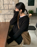 Cotina V-neck Slit Cable Knit