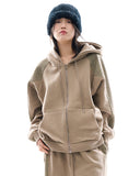 Canvas line cozy zip-up hoodie