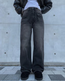 Kawa washed denim wide pants