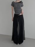 Sheer See-through Layered Long Skirt