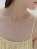 [Premium Plating] Essence AB(W) Pudding Heart Pave Necklace