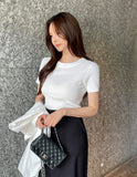 Tory Round Ribbed Span Short Sleeve T-shirt