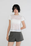 PUFF SLEEVE SHEER TEE