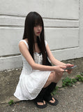 Az Punching Lace Ribbon Sleeveless Bustier Mini One Piece