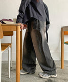 Menmid  Washing Black Blue Wide Pants