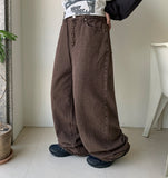 Minami Brown Washing Cotton Wide Pants
