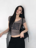 Kubu Ribbed Lettering Slim Short Sleeve T-Shirt