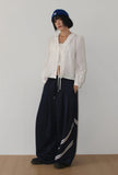 OPEN FRONT FRILL BLOUSE