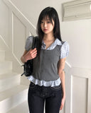 Apue Layered Short Sleeve Blouse
